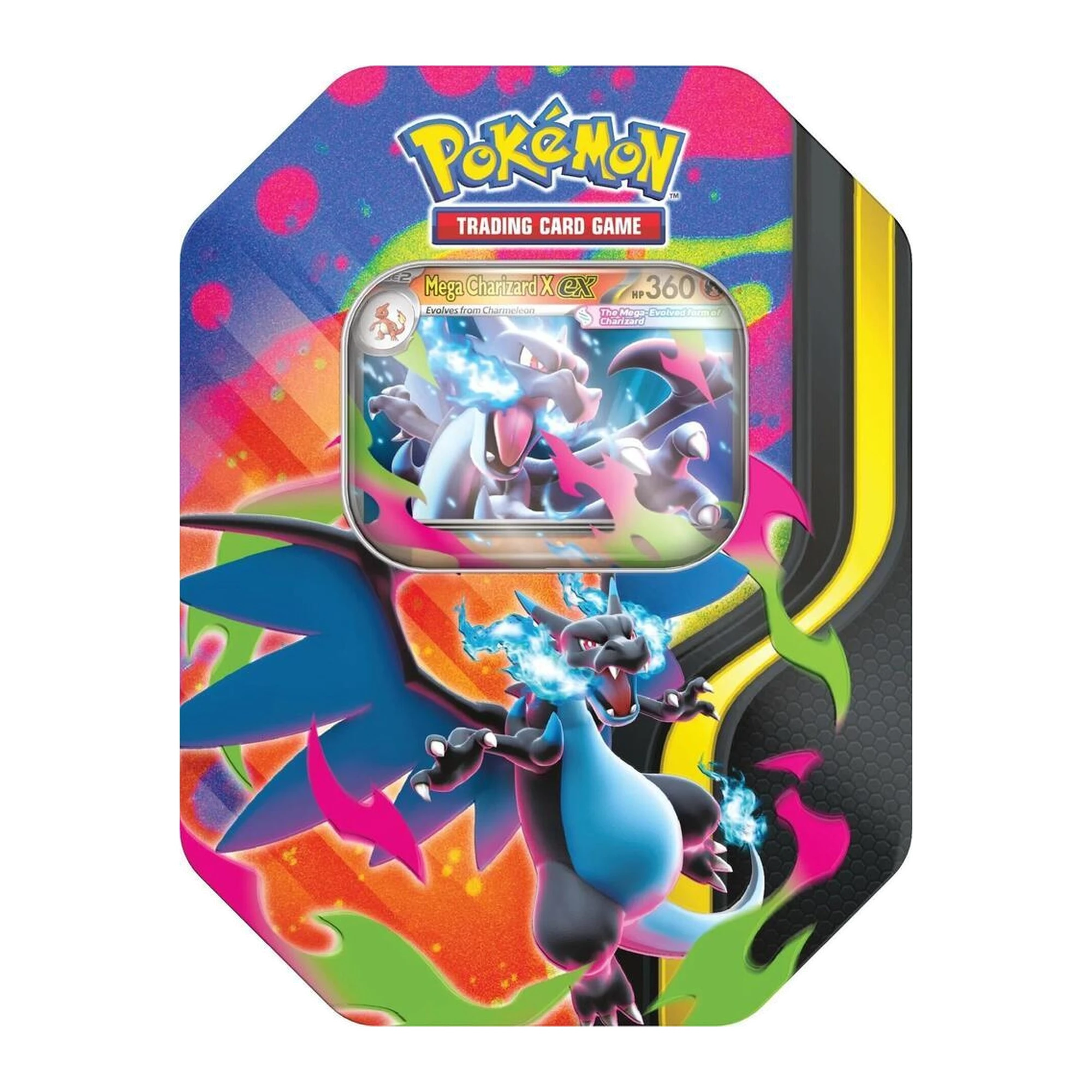 Sealed Pokémon TCG Mega Charizard X ex tin with promo card, English